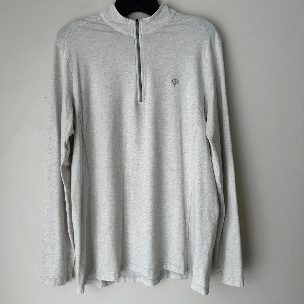 Coolibar Pullover Sweatshirt Quarter Zip UPF 50+ Sun Protection Long Sleeve XL